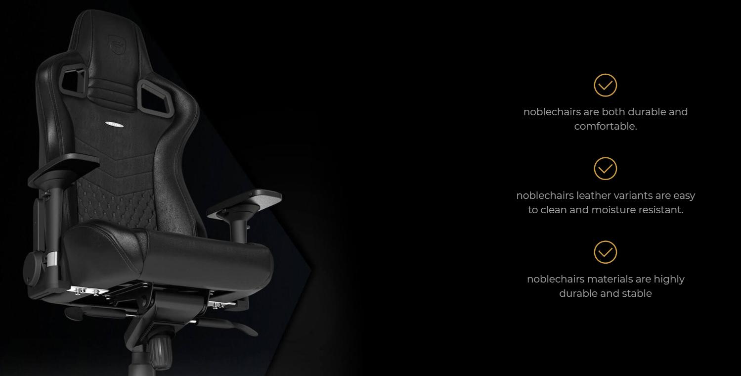 Ghế Gamer Noblechairs EPIC Limited Real Leather Black (Ultimate Chair Germany) có thiết kế công thái học quen thuộc